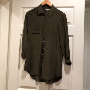 Madewell Silk Tunic / Shirtdress - olive sz xs